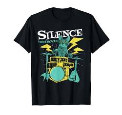 Schlagzeuger Schlagzeug Percussionist Percussion Silence Destroyer Cat T-Shirt von Funny Thrifts