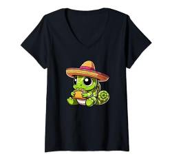 Damen Veiled Chamäleon Taco Reptilien Lustiges Essen T-Shirt mit V-Ausschnitt von Funny Veiled Chameleon Gifts