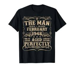 76 Jahre alte Geburtstagsgeschenke für Männer Februar 1948 Geburtstag T-Shirt von Funny Vintage Birthday Outfit For Men And Women