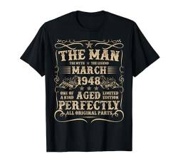 76 Jahre alte Geburtstagsgeschenke für Männer März 1948 76. Geburtstag T-Shirt von Funny Vintage Birthday Outfit For Men And Women