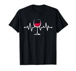 Wine Heartbeat Lustiges Weinglas Rotweinglas Trinker T-Shirt von Funny Wine Drinkers Glass of Wine Humor Apparel