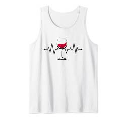 Wine Heartbeat Lustiges Weinglas Rotweinglas Trinker Tank Top von Funny Wine Drinkers Glass of Wine Humor Apparel