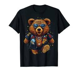 Cooler lustiger Hip-Hop-Teddybär mit Sonnenbrille und Jacke T-Shirt von Funny family bear Quotes apparel