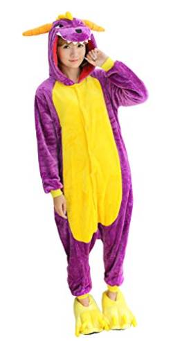 FunnyCos Einteiler, Tier-Pyjama, Unisex, Halloween, Cosplay, Kostüm, Loungewear, Lila Drache, Medium von FunnyCos