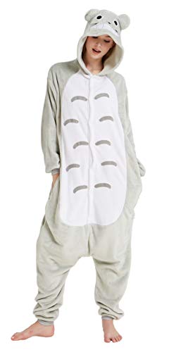 FunnyCos Einteiler für Erwachsene, Tier-Pyjama, Unisex, Halloween, Cosplay, Kostüm, Loungewear, Totoro, S (Fits Height 147-157cm) von FunnyCos