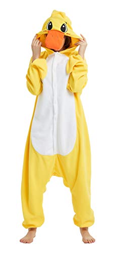 FunnyCos Tier-Onesie für Erwachsene, Halloween, Schlafanzug, Cosplay, Kostüm, mit Kapuze, Loungewear, Ente, 38 von FunnyCos