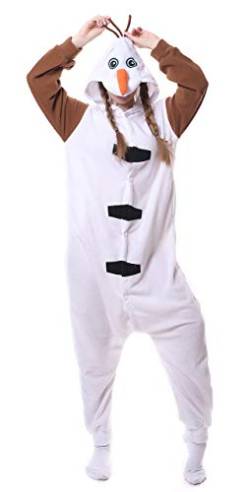 FunnyCos Unisex Tier Onesie Erwachsene Halloween Pyjama Cosplay Kostüm Kapuze Loungewear, Olaf, 46 von FunnyCos