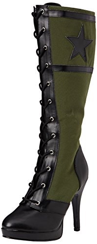 Pleaser Damen Arena 2022 Stiefel, Schwarz (Blk Pu Army Green Canvas), 37 EU von Funtasma