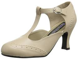 Pleaser Damen Flapper 26 T-Spange - Beige (Cream Pu) - 41 EU (8 UK) von Funtasma