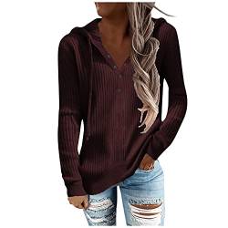 Funyplus Kapuzenpullover Women Schule Pullover Sexy Ausschnitt Lauschig Taillierte Kapuzenpullover Unterdamen Festival Kordelzug Ribbed Oversized Langarme Retro Geripptes von Funyplus