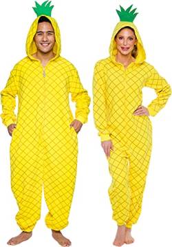 Silver Lilly Ananas-Kostüm für Erwachsene, schmaler Einteiler, Obst-Pyjama, gelb, X-Large von Funziez!