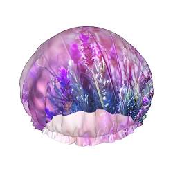 Lavendel Duschhaube Doppelschichten Wasserdicht Bad Dusche Hut Wiederverwendbare Elastische Haarkappe von Furlou