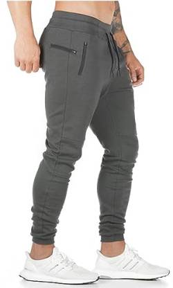 Furpazven Jogginghose Herren Baumwolle Trainingshose Slim Fit Freizeithose Sporthose Lang Hosen mit Reißverschluss Grau 3XL von Furpazven