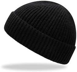 Furwabo Trawler Beanie Watch Hut Aufrollen Edge,Winter Warme Strickmützen Fischer Unisex von Furwabo