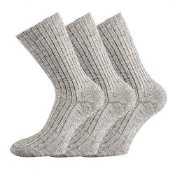FussFreunde 3 Paar Schafwolle Socken 100% Wolle Norweger 43/46 grau von FussFreunde