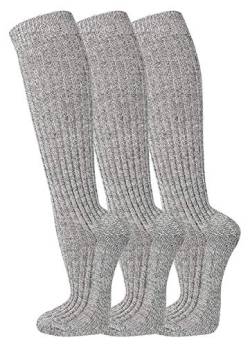 FussFreunde 3 oder 6 Paar Norweger-Kniestrümpfe, Norwegersocken lang mit Schafwolle Plus Anti-Loch-GARANTIE (Grau Meliert, 1x 6 Paar 47/50) von FussFreunde