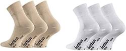 FussFreunde 6 Paar Bambus-Socken mit kurzem Schaft und zusätzlicher Garantie (as3, numeric, numeric_39, numeric_42, regular, regular, Beige/Weiß) von FussFreunde