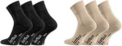 FussFreunde 6 Paar Bambus-Socken mit kurzem Schaft und zusätzlicher Garantie (as3, numeric, numeric_39, numeric_42, regular, regular, Schwarz/Beige) von FussFreunde