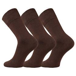 FussFreunde 6 Paar Baumwoll Socken, Wellness-Socken mit extrabreitem Komfort Piqué- Bund (Dunkelbraun, 43/46) von FussFreunde