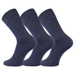 FussFreunde 6 Paar Baumwoll-Socken mit breitem Komfort Piqué-Bund und ANTI-LOCH-GARANTIE (as3, numeric, numeric_35, numeric_38, regular, regular, Marine) von FussFreunde