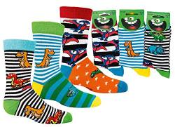 FussFreunde Kinder Socken, 6 Paar für Jungen/Mädchen,Schadstoffgeprüft, viele Muster (27-30, Dinos) von FussFreunde