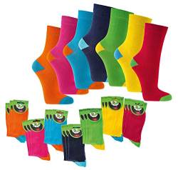 FussFreunde Kinder Socken, handgekettelt, 6 Paar für Mädchen/Jungen, weiche Baumwolle,GUTE LAUNE FARBEN (Marine, 23-26 = 3-4 Jahre) von FussFreunde