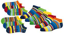 Kinder Öko Socken 6 Paar für Jungen/Mädchen,Schadstoffgeprüft, in vielen Mustern (Ringel Sneakersocken, 27-30) von FussFreunde