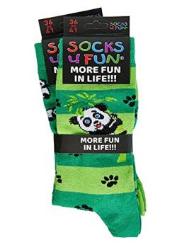 Spaß mit Socken, über 30 Motive, 2 Paar Fun Socken mit ANTI-LOCH-GARANTIE (Panda, 42-47) von FussFreunde