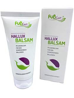 FußGut Hallux-Valgus Balsam, pflegt gereizte Haut, zieht schnell ein, natürliche Inhaltsstoffe, hautfreundlich, Dermatologisch geprüft (100ml) von FußGut