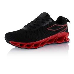 Fusskleidung® Damen Herren Laufschuhe Dämpfung Sportschuhe leichte Gesundheitsschuhe Schwarz Rot EU 42 von Fusskleidung