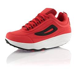 Fusskleidung® Damen Herren Sneaker Abrollsohle Sportschuhe leichte Gesundheitsschuhe Rot Schwarz Weiss EU 45 von Fusskleidung