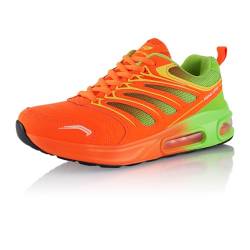 Fusskleidung® Damen Herren Sportschuhe Dämpfung Sneaker leichte Laufschuhe Orange Grün EU 39 von Fusskleidung