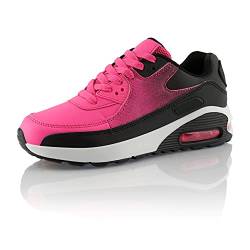 Fusskleidung® Damen Herren Sportschuhe Dämpfung Sneaker leichte Laufschuhe Pink Schwarz Schwarz EU 36 von Fusskleidung