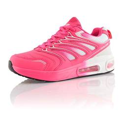 Fusskleidung® Damen Herren Sportschuhe Dämpfung Sneaker leichte Laufschuhe Pink Weiss EU 37 von Fusskleidung