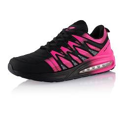 Fusskleidung® Damen Herren Sportschuhe Dämpfung Sneaker leichte Laufschuhe Schwarz Rosa EU 39 von Fusskleidung