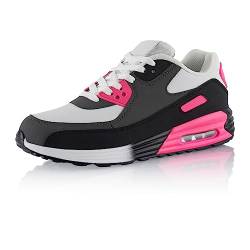 Fusskleidung® Damen Herren Sportschuhe Dämpfung Sneaker leichte Laufschuhe Schwarz Weiß Pink EU 37 von Fusskleidung