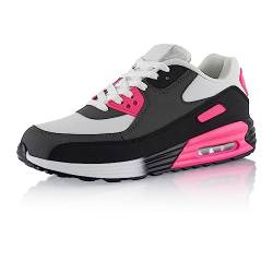 Fusskleidung® Damen Herren Sportschuhe Dämpfung Sneaker leichte Laufschuhe Schwarz Weiß Pink EU 41 von Fusskleidung