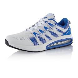 Fusskleidung® Damen Herren Sportschuhe Dämpfung Sneaker leichte Laufschuhe Weiss Blau EU 36 von Fusskleidung