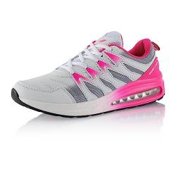 Fusskleidung® Damen Herren Sportschuhe Dämpfung Sneaker leichte Laufschuhe Weiß Pink EU 41 von Fusskleidung