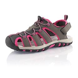 Fusskleidung® Damen Herren Trekkingsandalen leichte Sommer Sandalen robuste Profilsohle Grau Pink EU 41 von Fusskleidung