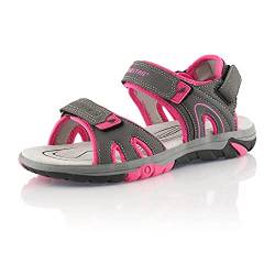 Fusskleidung® Damen Herren Trekkingsandalen leichte Sommer Sandalen robuste Profilsohle Hellgrau Pink EU 36 von Fusskleidung