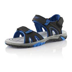 Fusskleidung® Damen Herren Trekkingsandalen leichte Sommer Sandalen robuste Profilsohle Schwarz Blau EU 36 von Fusskleidung