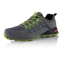 Fusskleidung® Damen Herren Wanderschuhe Bequeme Trail Running Trekkingschuhe Grau Grün EU 45 von Fusskleidung