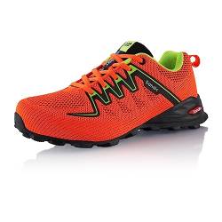 Fusskleidung® Damen Herren Wanderschuhe Bequeme Trail Running Trekkingschuhe Orange Schwarz EU 37 von Fusskleidung