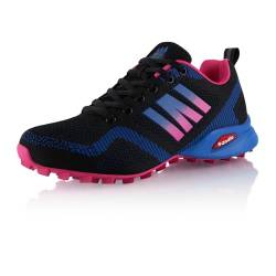 Fusskleidung® Damen Herren Wanderschuhe Bequeme Trail Running Trekkingschuhe Schwarz Blau Pink EU 41 von Fusskleidung