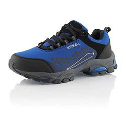 Fusskleidung® Damen Herren Wanderschuhe Wasserabweisende Trekkingschuhe Blau Schwarz EU 36 von Fusskleidung