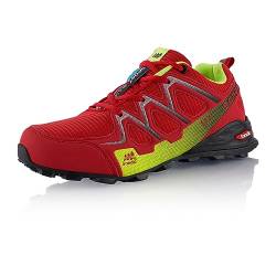 Fusskleidung® Damen Herren Wanderschuhe atmungsaktive Trail Running Trekkingschuhe Rot Grün EU 41 von Fusskleidung