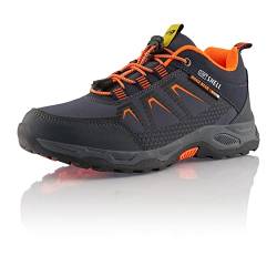 Fusskleidung® Damen Herren Wanderschuhe atmungsaktive Trekkingschuhe Dunkelblau Orange Grau EU 43 von Fusskleidung