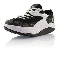 Fusskleidung® Damen Sneaker Abrollsohle Sportschuhe leichte Gesundheitsschuhe Schwarz Weiß EU 36 von Fusskleidung