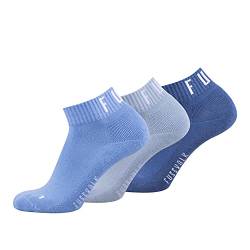 Fussvolk Quarter Socks 3 Pack Box bluemix - Sneakersocken für Sport und Freizeit, unisex, hellblau, blau, dunkelblau, 35 – 38, knöchelhoch, elastisch und weich mit Frottee von Fussvolk